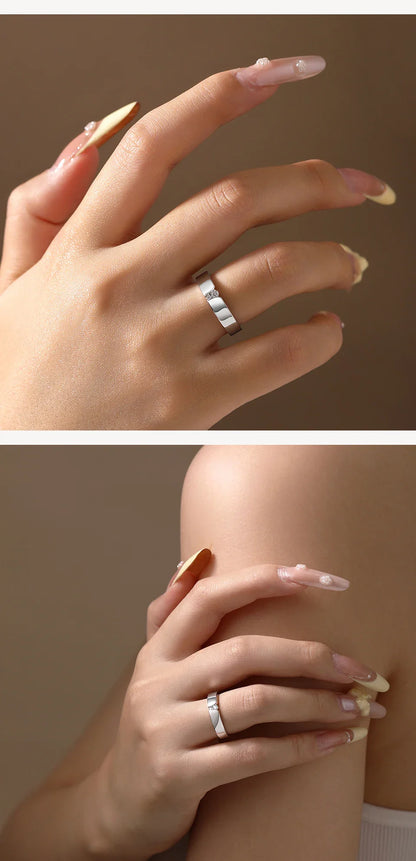 2025 Couple Ring Moissanite Diamond Brushed Design 925 Sterling Silver For Women Men Engagement Wedding Fine Jewelry