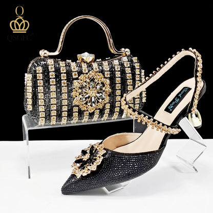 Festive Elegance: Dazzling Heels and Chic Clutch Perfect Combination Of Shoes And Bags for Party Occasions