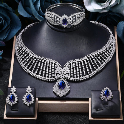 2023 New Dubai 4-Piece Jewelry Set Angel Design Bride Necklace Earring Set AAA Cubic Zirconia Women's Wedding Accessories