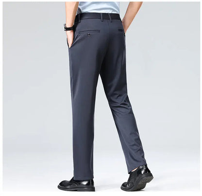 Men's Stretchy Casual Pants Business Suit Pants Spring Summer Breathable Dress Pants Full Length Homme Work Trousers