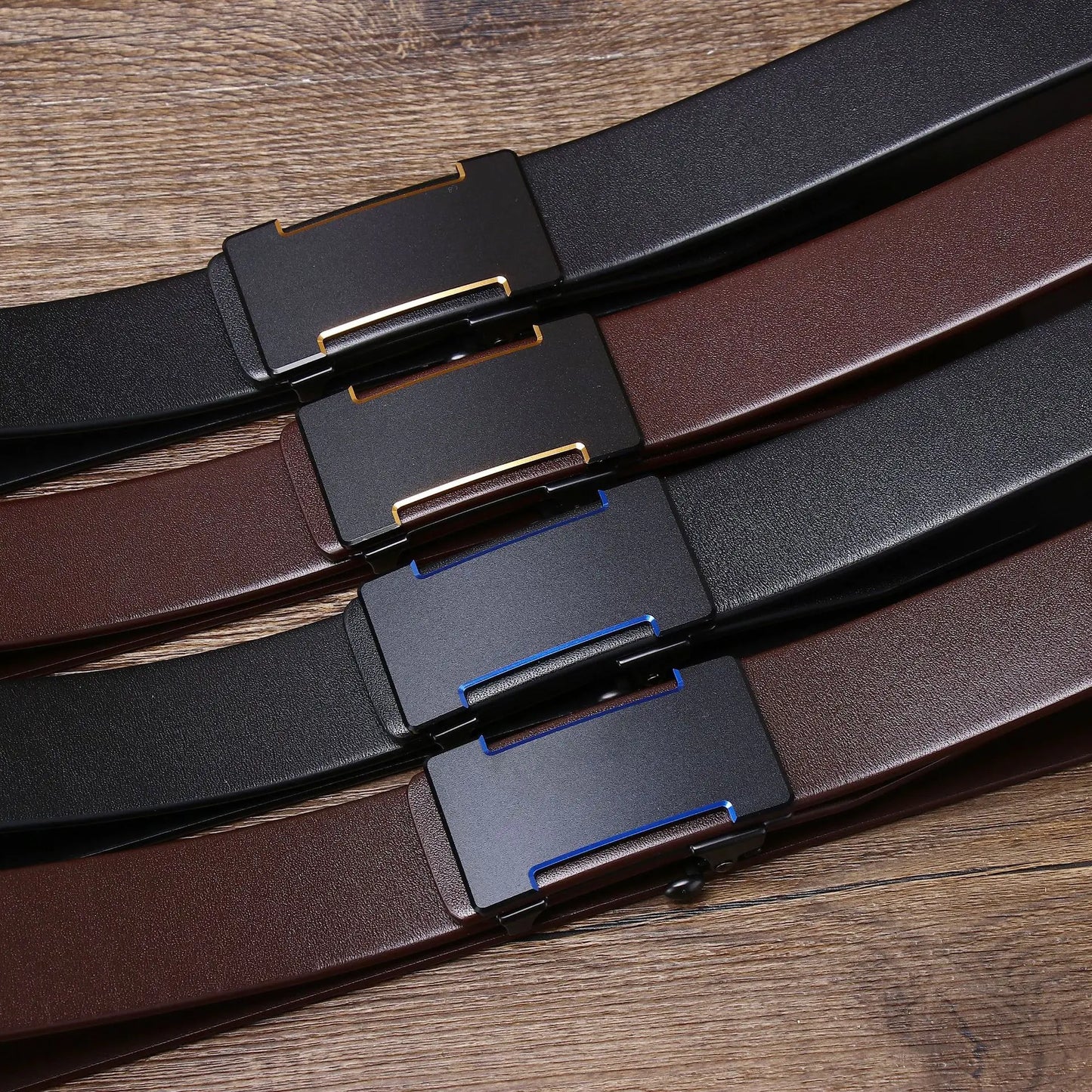 Luxury Genuine Leather Belt Men's Casual Cowhide Toothless Automatic Buckle Belt for Men Jeans Pants Waistband Business Belt