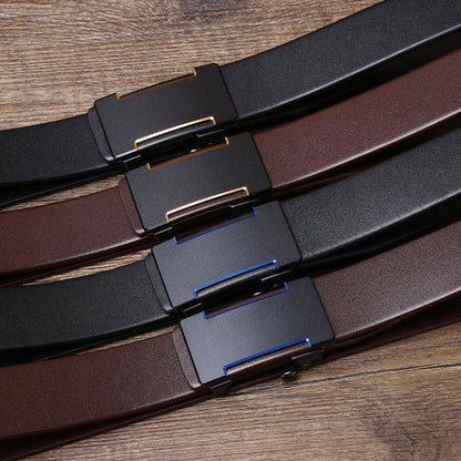 Luxury Genuine Leather Belt Men's Casual Cowhide Toothless Automatic Buckle Belt for Men Jeans Pants Waistband Business Belt