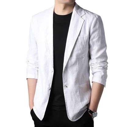 Spring Summer 2025 New High-quality Men's Fashion Handsome Linen Suit Thin Men's Coat