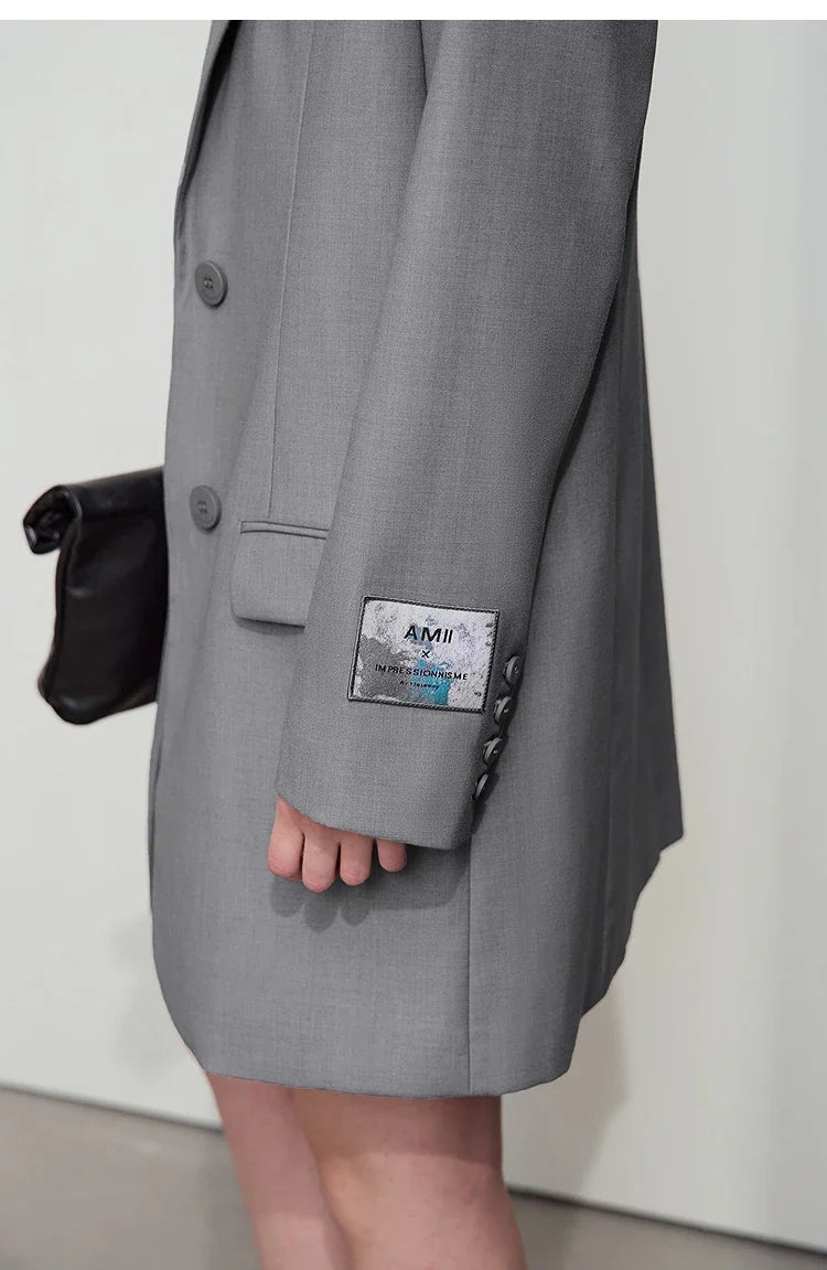 Minimalist Women's Jacket 2025 Autumn New Solid Color Commuter Loose Straight Women's Long Sleeve Top Long Blazer 12541154
