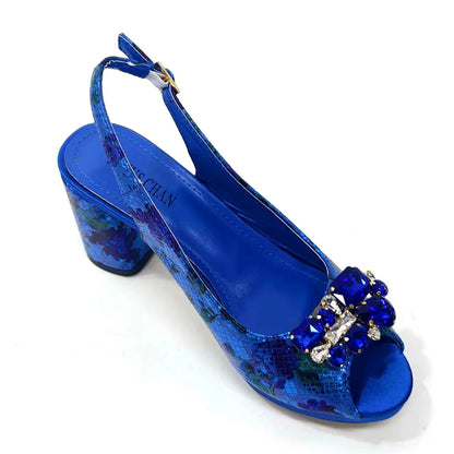 Italian Sandals and Bags Matching Set 2024 Women Heel Party for Gold Colour Wedding Bigger Size Thick Heel Shoes
