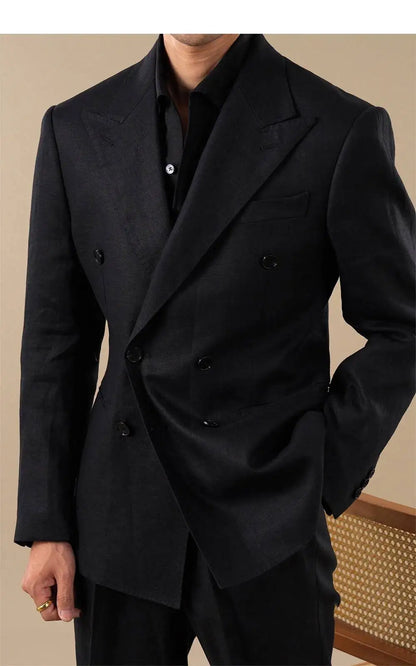 Pure Linen Men Tuxedo Suit Casual Suit Set For Men Summer Naples Two-Piece Suit Costume Mariage Homme Men Suit Business Tuxedos
