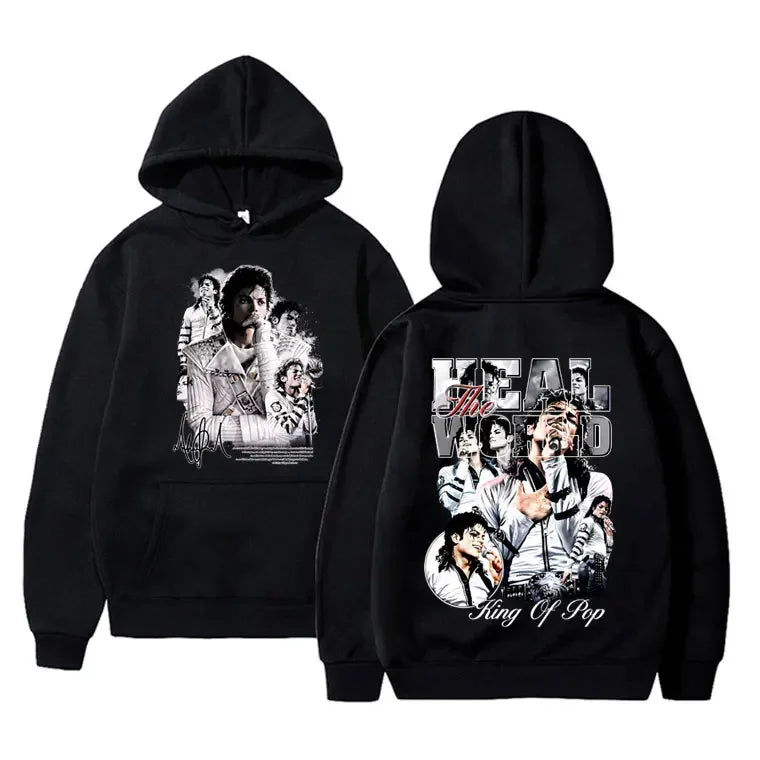 Michael Jackson King of Pop Graphic Hoodie Men Women Vintage Gothic Rock Sweatshirt Male Hip Hop Punk Oversized Pullover Hoodies