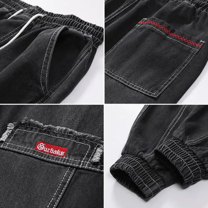Plus Size 5XL Men's Baggy Harem Jeans Hip Hop Male Trousers Black Blue Cargo Jeans Man Fashion Streetwear Denim Jogger Pants