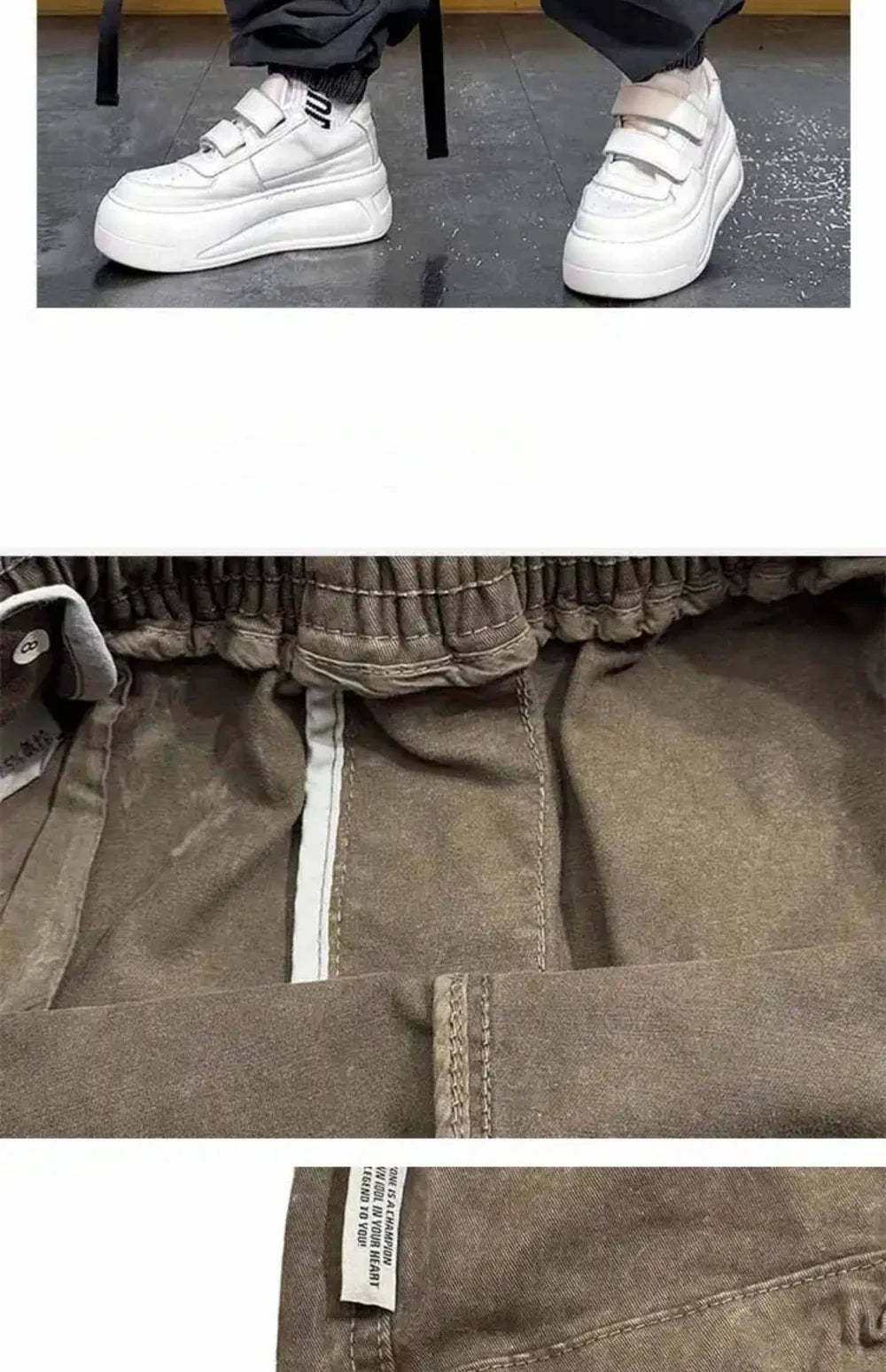 American Vintage Cargo Joggers Mens Washed Distressed Multi Pocket Pants Oversized Loose Fit Streetwear Hip Hop Plus Size Trendy