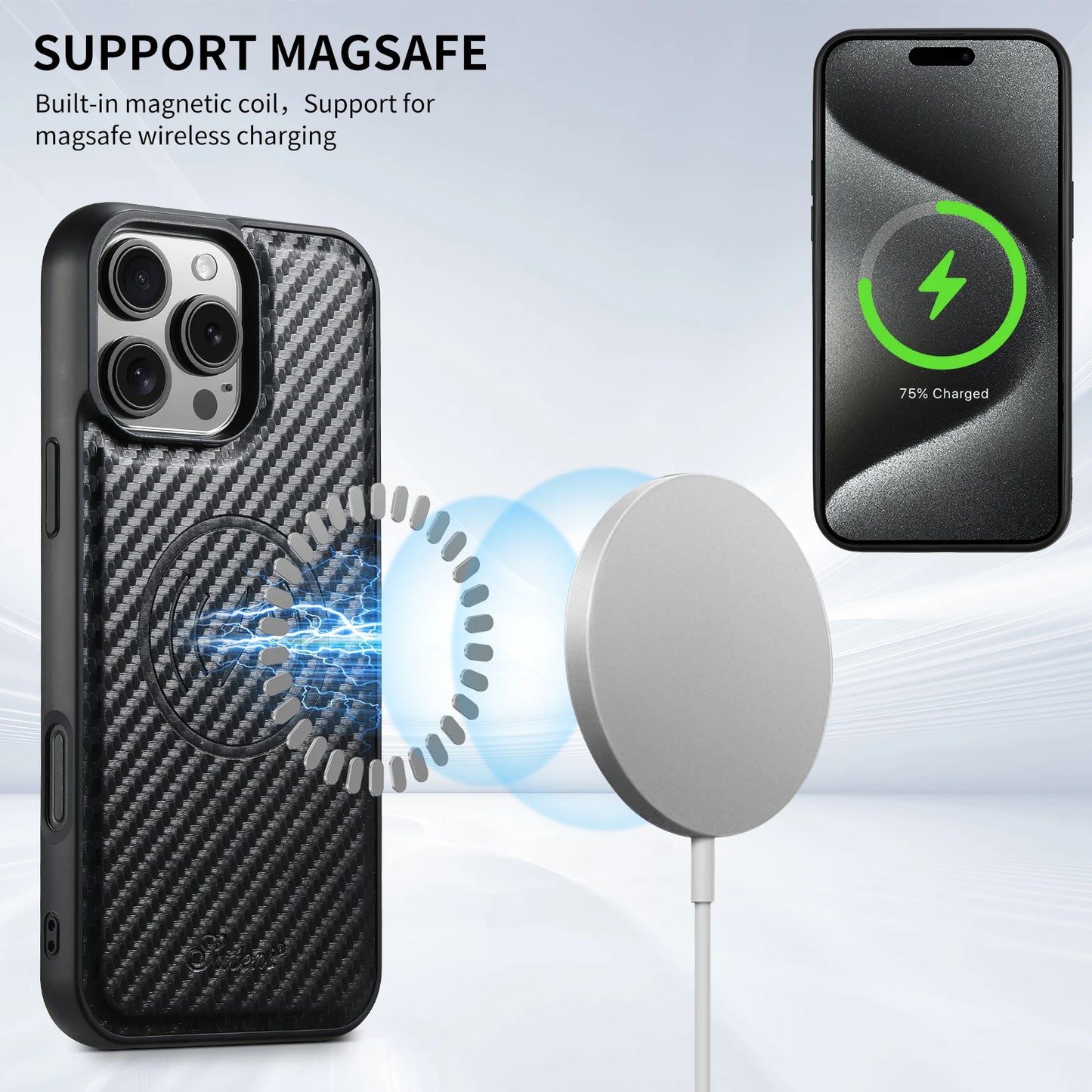 For iPhone 17 Air/16/15/14/12/13 Promax Plus all-inclusive TPU magnetic card holder for inserting leather mobile phone cases