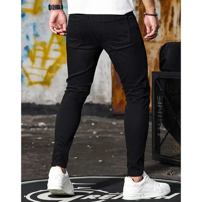 Men Narrow Leg Jeans Male Straight Leg Slim Pencil Denim Pants Classic Casual Daily Stretch Skinny Trousers