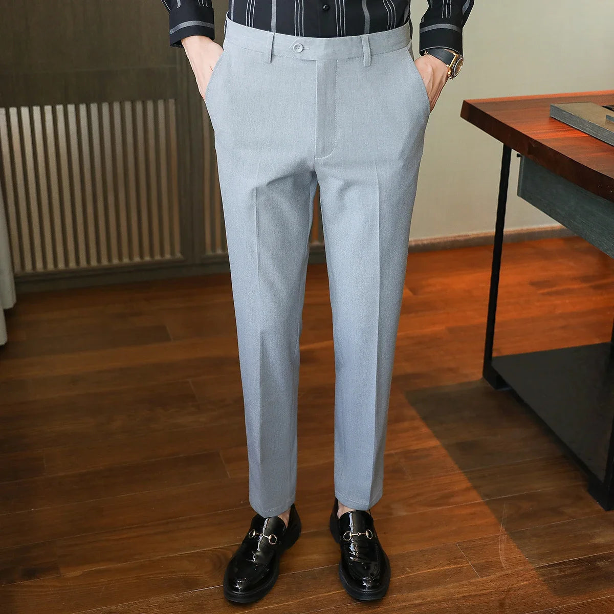Plus size 40 38 Men Business Solid Suit Pant 2026 Spring Formal Slim Fit Wedding Trouser Mens Brand Fashion Casual Dress Pants