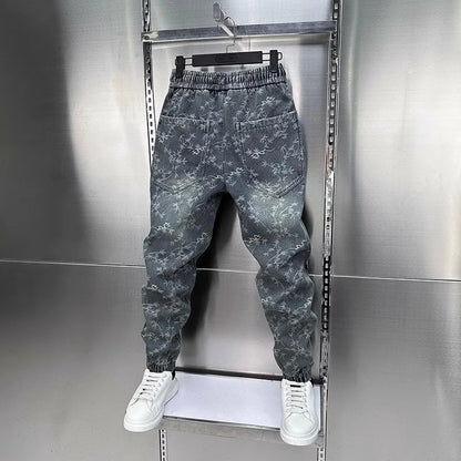 Jacquard American Classic Jeans Fashion Joints Harem Pants High Quality  Loose Harajuku Straight-Leg Trousers Men Clothing