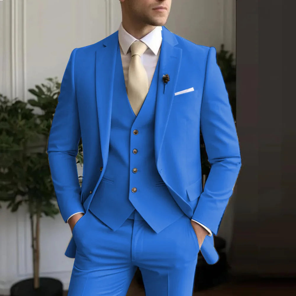 Men's White/Black Terno Suit with Notch Lapel 3-Piece Wedding/Business Man Clothing(Jacket Pants Vest)for Home Party Occasions