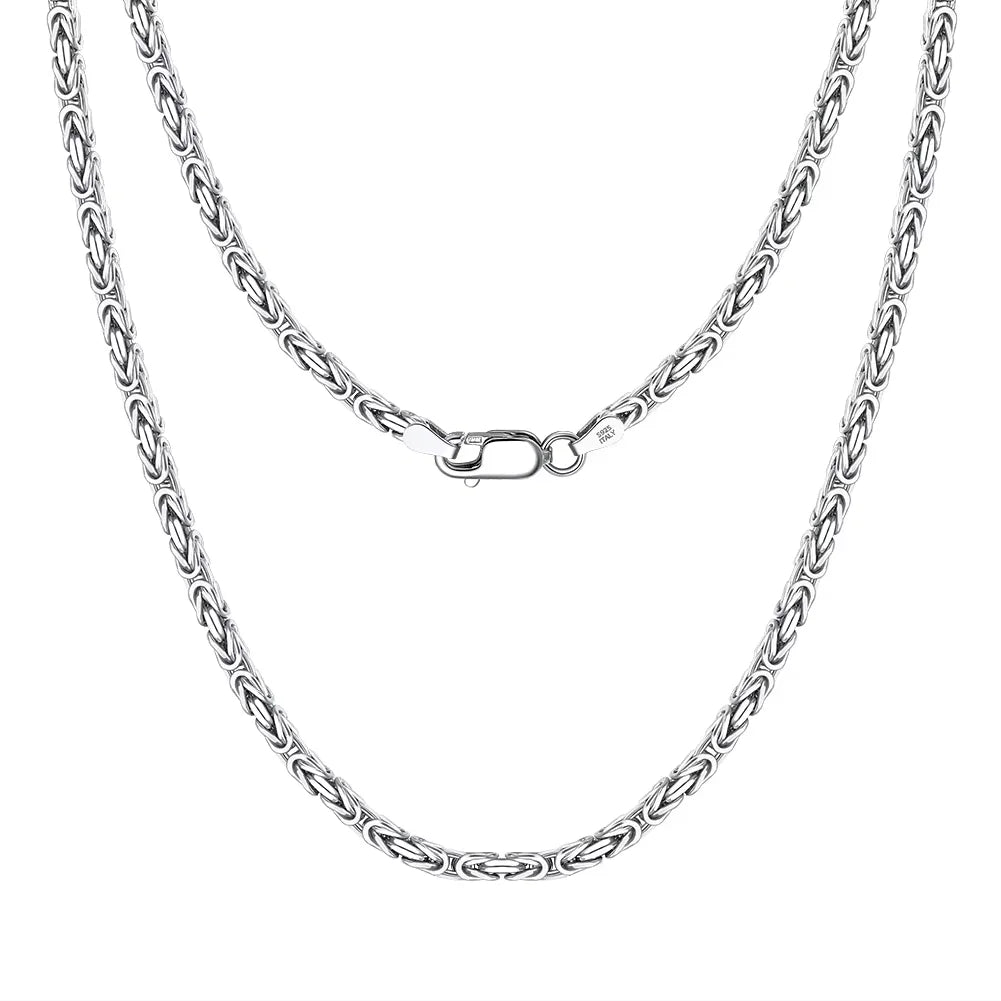 100% 925 Sterling Silver 2.5mm Flat Byzantine Link Chain Necklace for Women Italian Dainty Silver Jewelry SC79