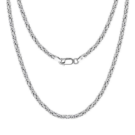 100% 925 Sterling Silver 2.5mm Flat Byzantine Link Chain Necklace for Women Italian Dainty Silver Jewelry SC79