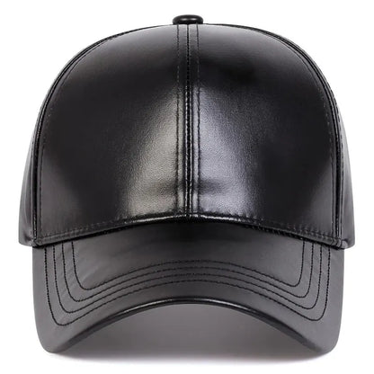 PU Leather Solid Color Baseball Caps Spring and Autumn Outdoor Adjustable Casual Hats Sunscreen Hat