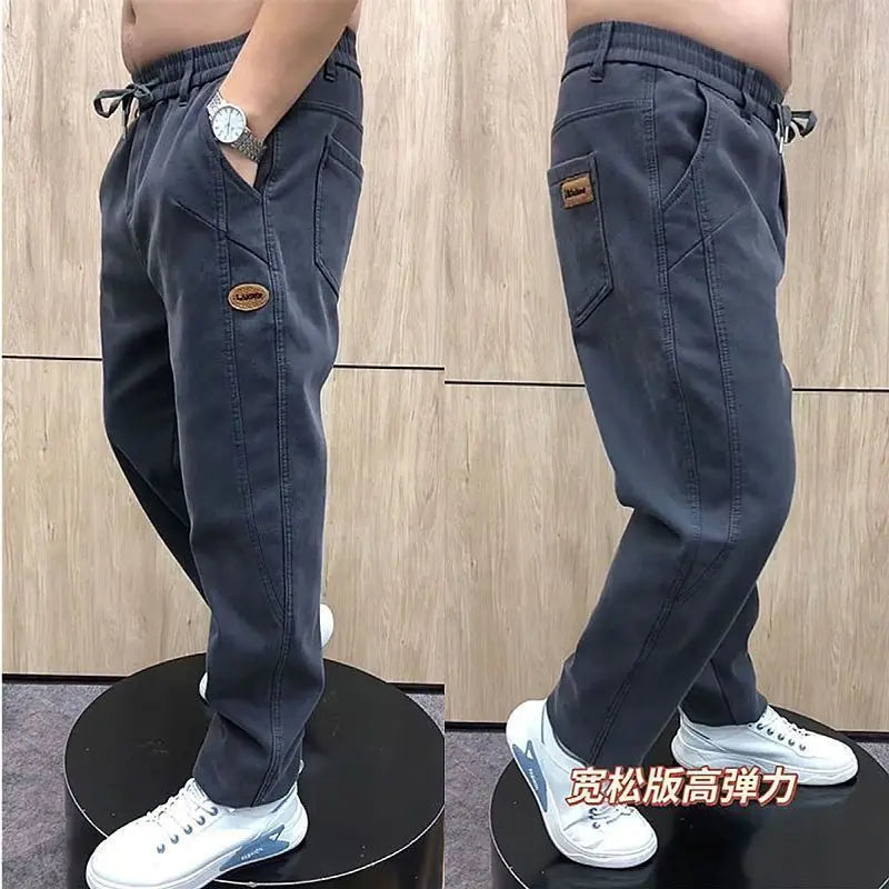 Autumn Pants Men's Jeans Men's Trousers Loose Versatile Autumn Winter High-waist Middle-aged Stretch Harem Pants