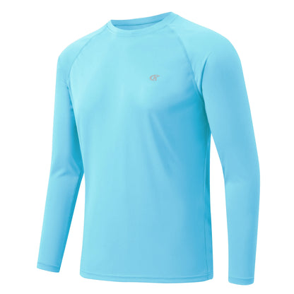 Men UPF 50+ Long Sleeve T-Shirt, Rash Guard Breathable Tops, Pullover Shirt for Sport Fishing Hiking Running Beach Surfing