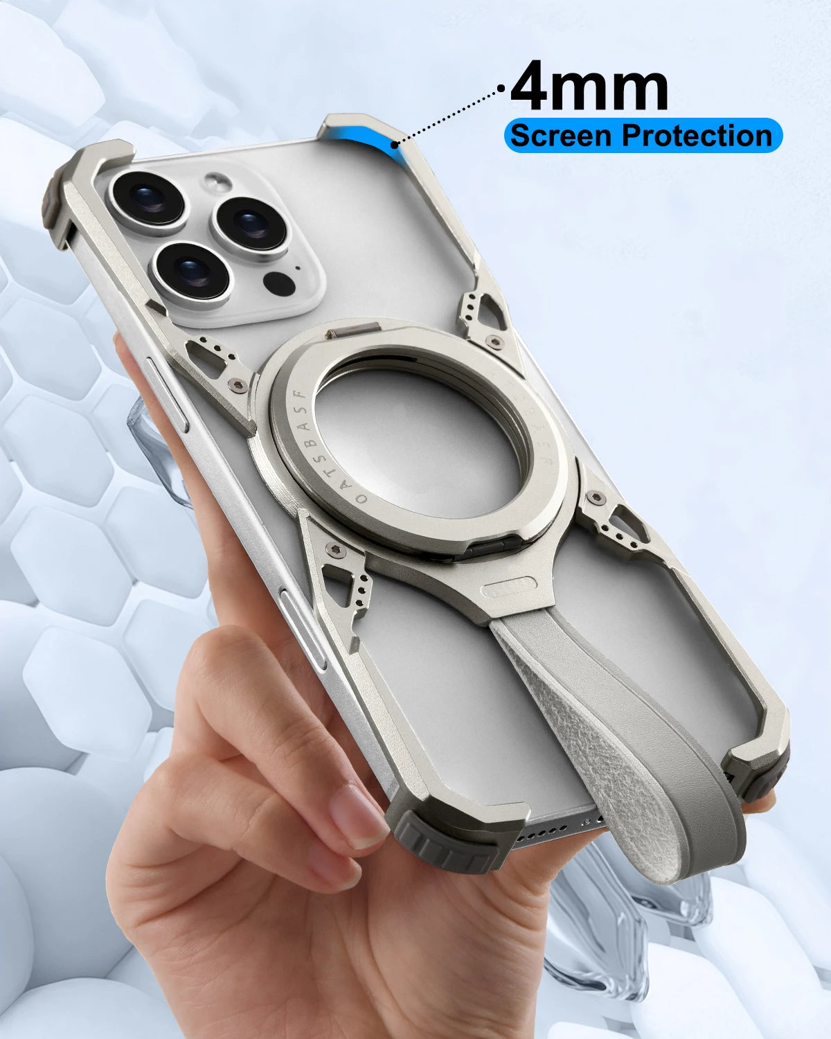 Frameless Phone Case for iPhone 16 Pro Max for MagSafe 360°Rotatable Kickstand with Lanyard Wireless Charging 16 Pro Cover