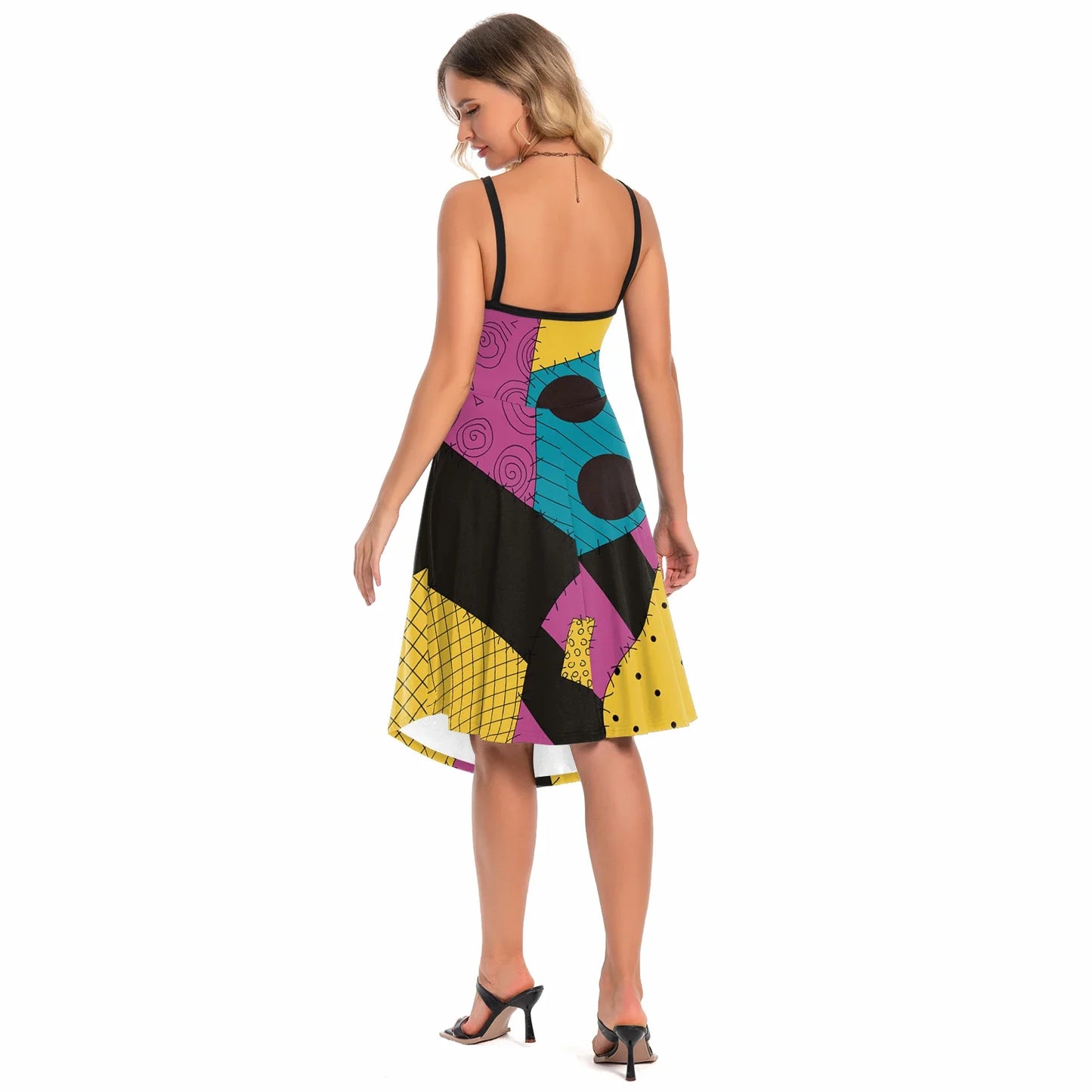 Halloween Nightmare Christmas Sally Dress Spaghetti Strap Women's Sexy Backless Dresses Patchwork Vestidos