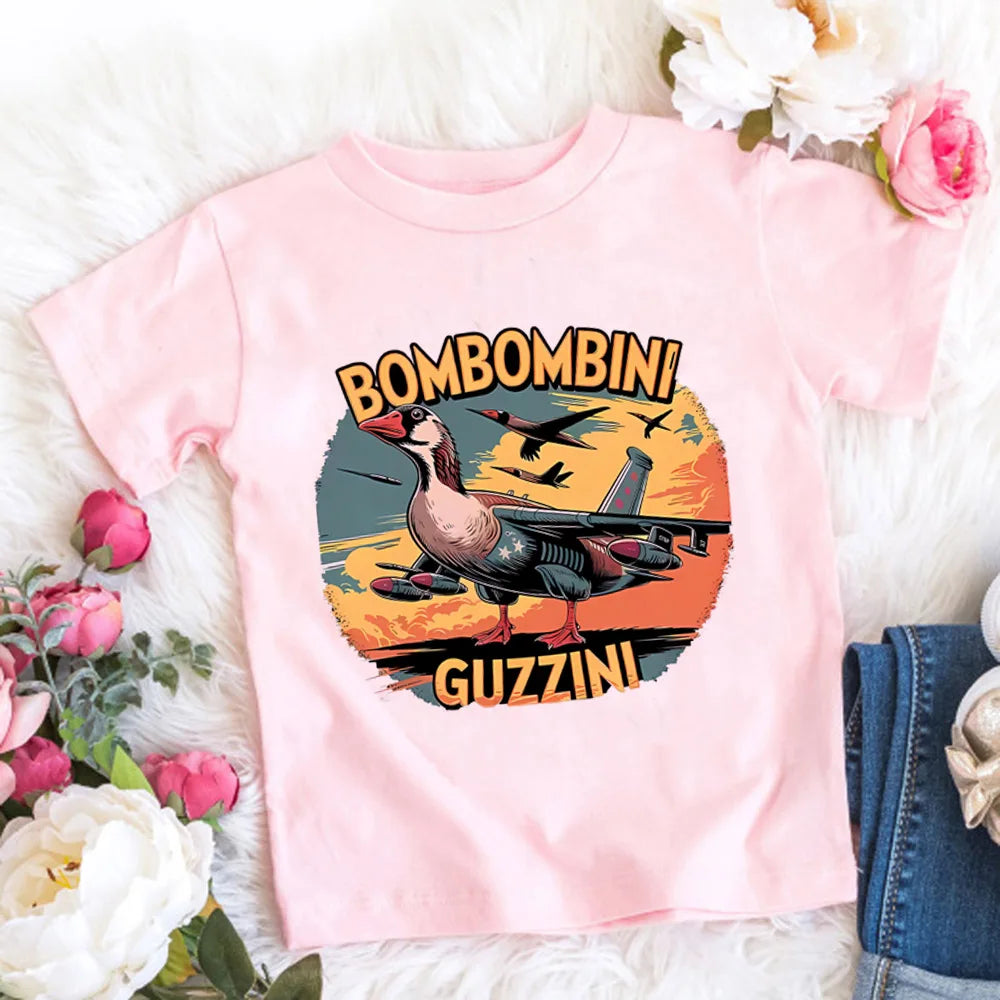 Italian Brainrot T-Shirt Kids Cartoon Anime Print Clothes Round Neck Basic Boys Tops Absorbent Casual Shirts Gift