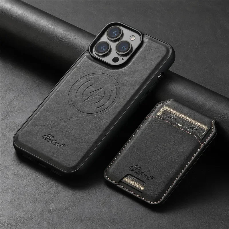 Magsafe Magnetic 2 In 1 Detachable Wallet Leather Case For iPhone 12 13 14 15 16 17 Pro Max Plus 16E 17 Air Holder Cover