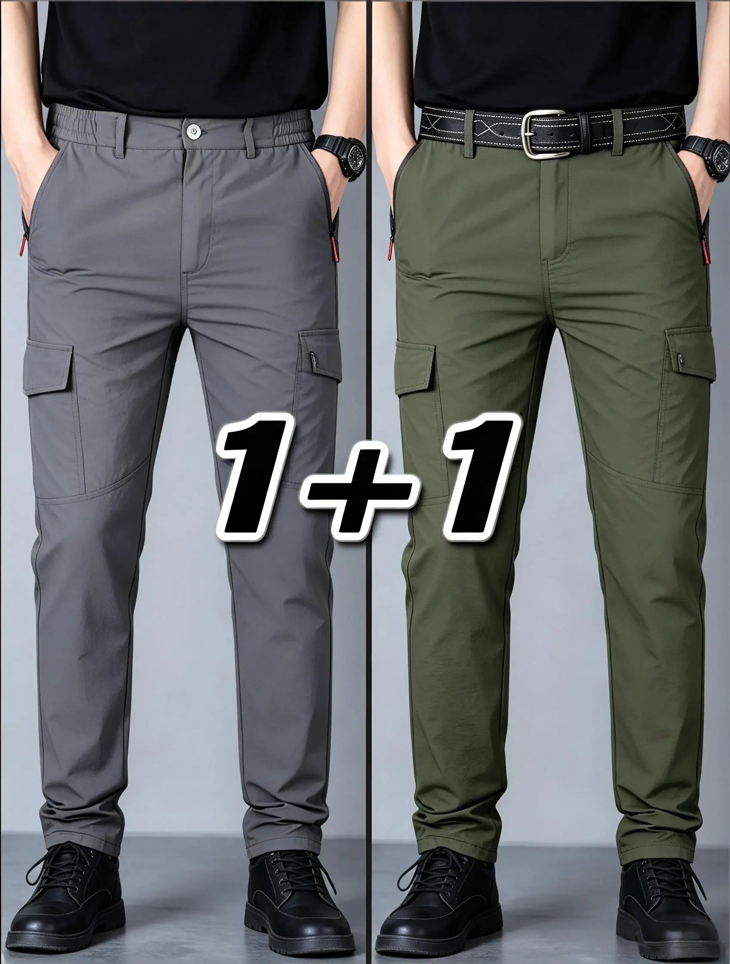 Men's Summer Tactical Cargo Pants Lightweight Casual Waterproof 2Pieces Casual Pants Wear-resisting Multi-pocket Outdoor Hiking