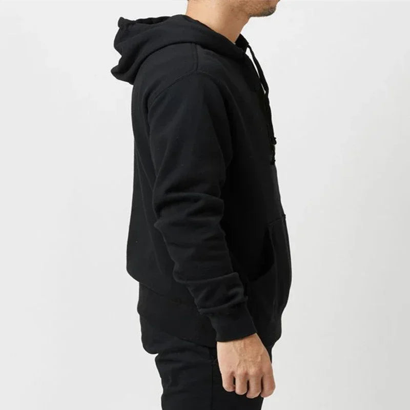 2025 Men's Solid Color Hooded Sweaters Men's Warm Wool Sweater Fashionable Street Clothing Loose  Breathable Jersey Brand Hooded