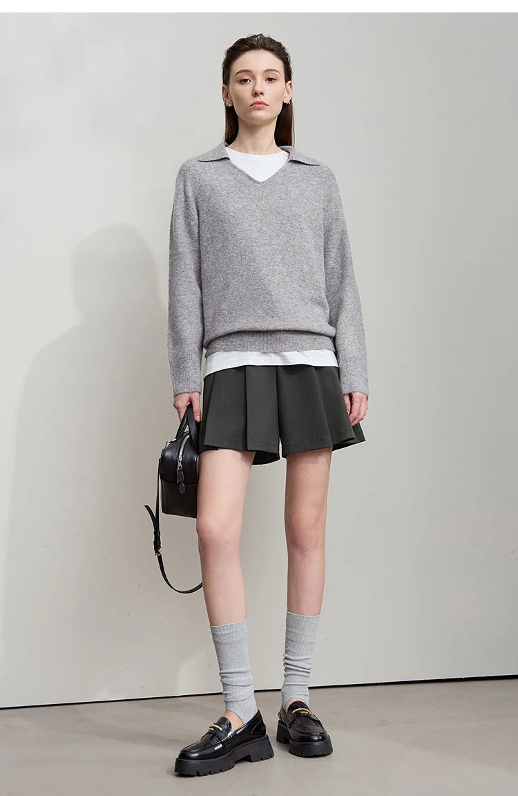 Minimalist Casual Shorts For Women 2025 Autumn Preppy Style Loose Black Shorts Office Lady Luxury Shorts Daily 12523085