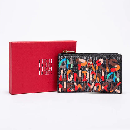 Women's Wallet CHCH Fashion Letter Cartoon Pattern Classic Retro Long Storage Wallet PVC Material Bag