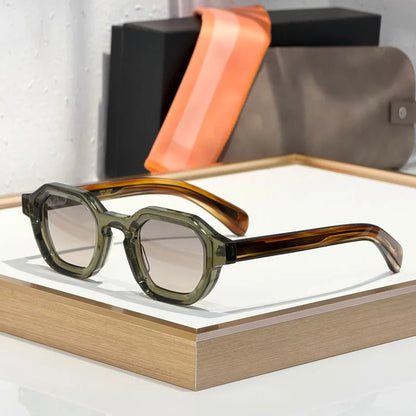 Thick Acetate Sunglasses Square for Men Women Handmade in Japan Classical Vintage High Quality Gradient Glasses with Case
