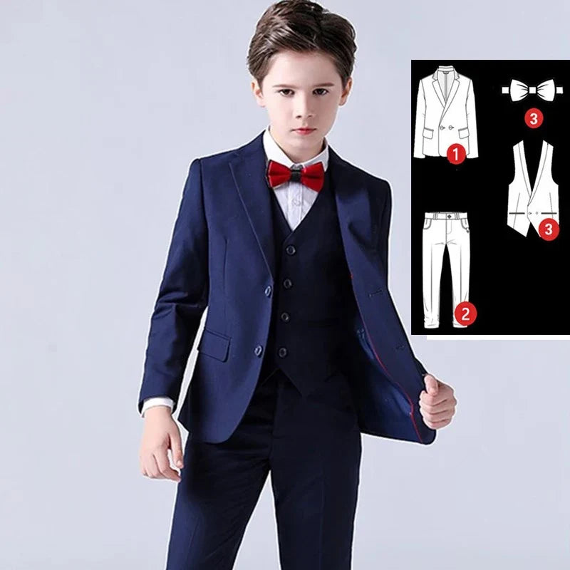 Top Quality Big Boys Suit For Wedding Teenager Kids Formal Tuxedo Dress Children Photograph Blazer Party Performance Costume