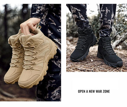 Men Boots Outdoor Combat Ankle Boot Tactical Boots for Man Anti-Slip Motocycle Boots Climbing Hiking Shoes Size 39-46