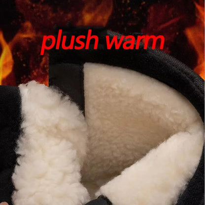 Winter Men's Rotating Button Snow Boots Thick Plush Cotton Boots Keep Warm Winter Boots Non-slip Mid-calf Boots Outdoors Shoes