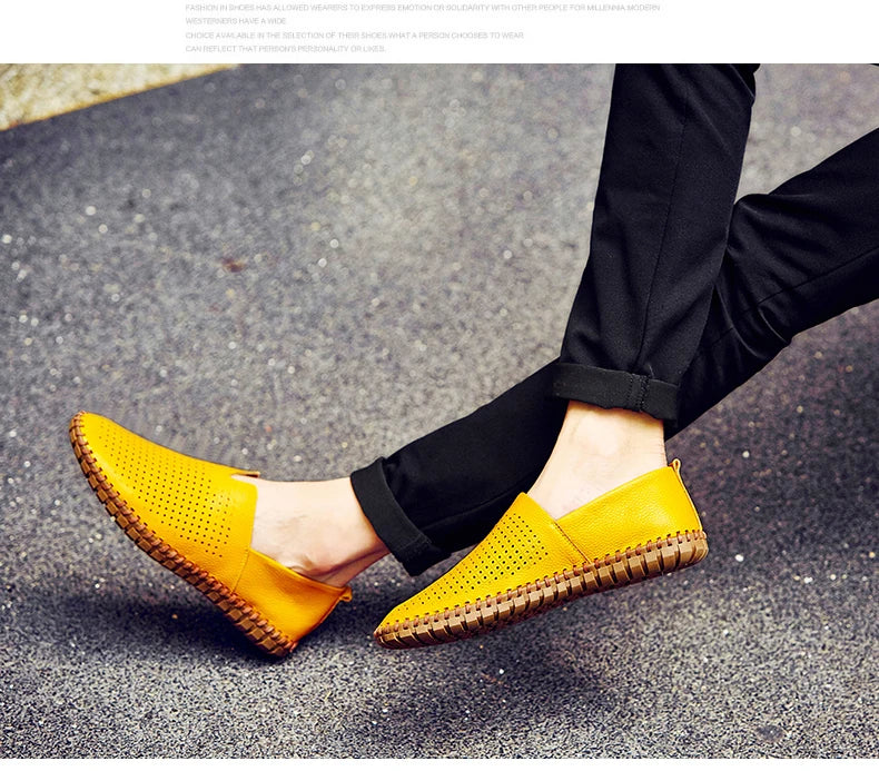 Fashion Men's Driving Shoes Handmade Leather Men Loafers Soft Breathable Men's Casual Shoes