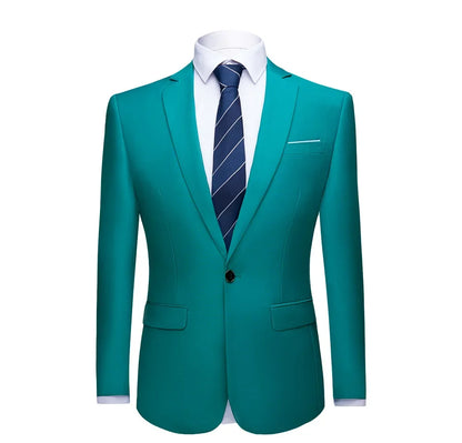 2026 Men's Green Suit Jacket, Single Button V-Neck Coats, Suitable for Wedding/Party/Business/Work/Interview Asian Size Blazer