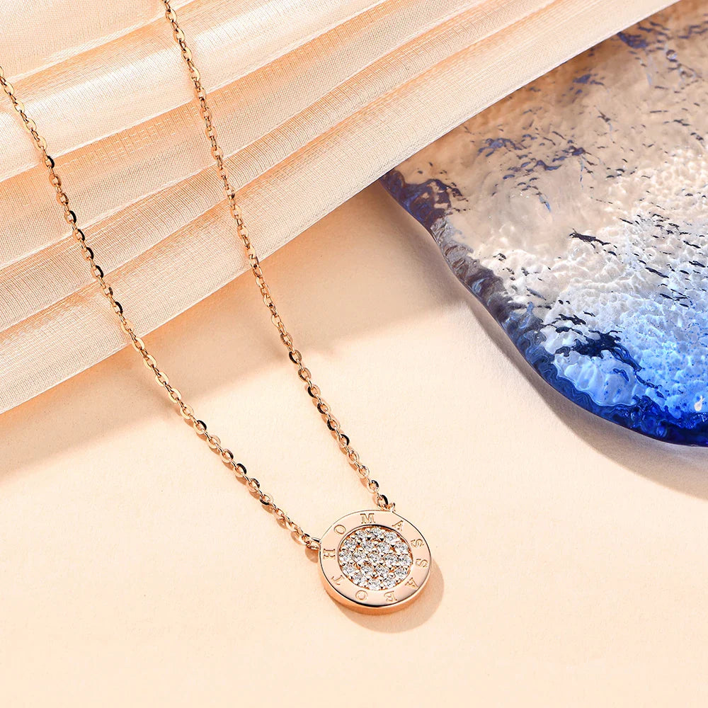 1.4mm D Color Moissanite Round Brilliant Cutting Rose Gold Plated 925 Sterling Silver Necklaces Wholesale Fine  Jewelry