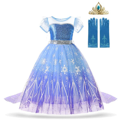 Elsa Girl Dresses Princess Costume Children's Sequin Fantasy Children's Cosplay Queen Clothes Halloween Carnival Party Dresses
