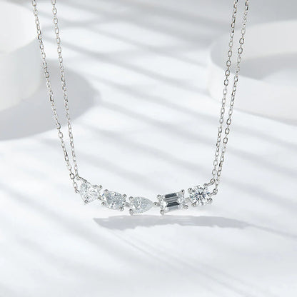 2.5ct Moissanite Necklace for Women, 925 Sterling Silver, 5 Shapes Diamond-like Pendant, Platinum Plated Wedding Gift Jewelry