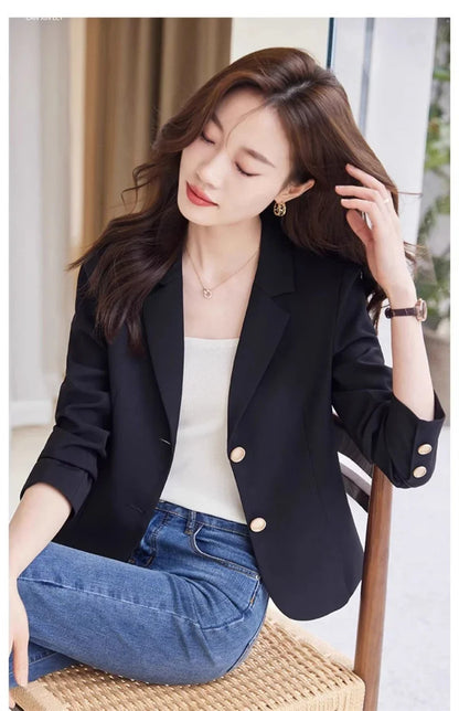 Advanced Sense Temperament Slim Small Blazers New Spring Autumn Short Women Jacket Casual Coffee Suit Coat Female Blazer Outwear