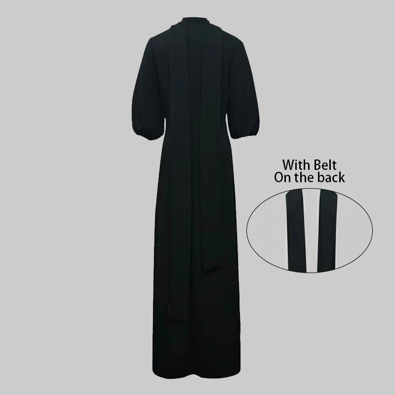 Modigirl Wedding Prom Evening Gown Party Slit Maxi Dresses for Woman 2025 New Lace Up Gold Button Womens Black Autumn Long Dress