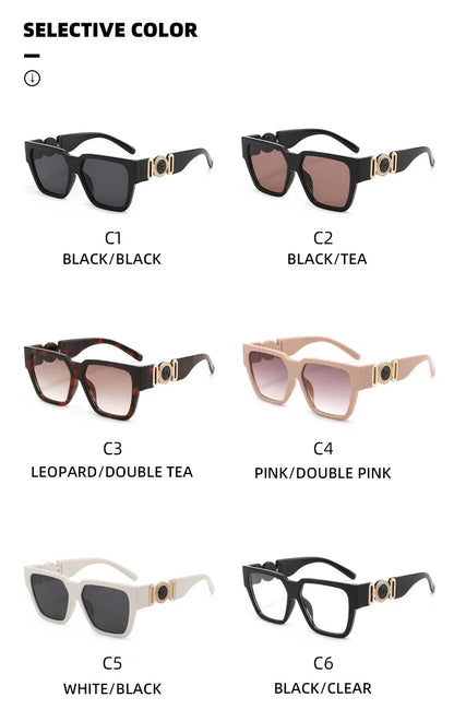 INS 2026 New Fashion Sunglasses Women Wide-leg Sun Glasses Men Trendy Brand Square Oversized Anti Blue Light Flat Mirror UV400