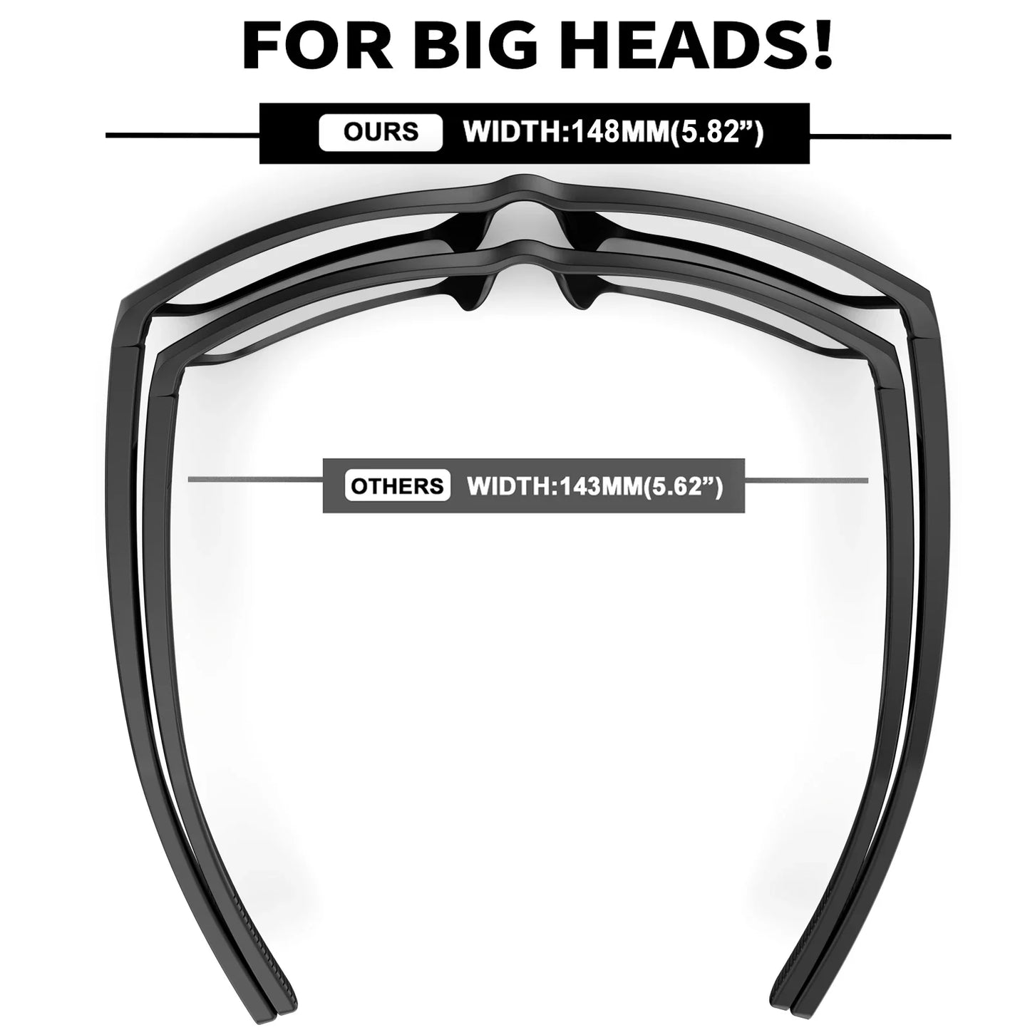 XL Z87 Safety Sport Sunglasses Men Big Wide Heads Large TR90 Ultralight UV400 Oversized Shades Outdoor 8108