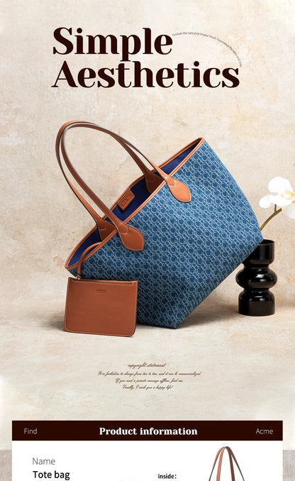 Women's Tote Bag New Simple Double sided Available Mother and Child Large Capacity Casual Handbag Shopping Bag
