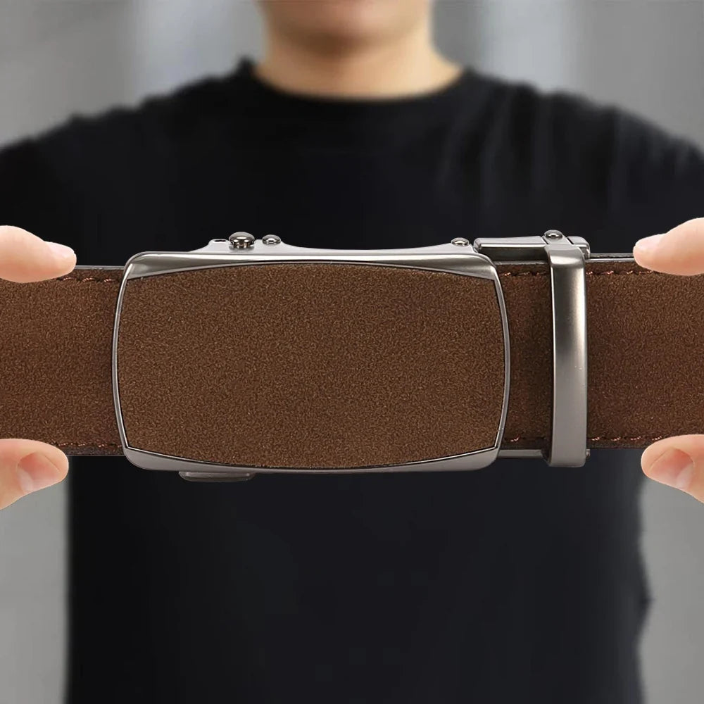 Men's Leather Belts Fashion Automatic Buckle PU Male Belts Luxury Business Designer Black Brown 115 125 135cm