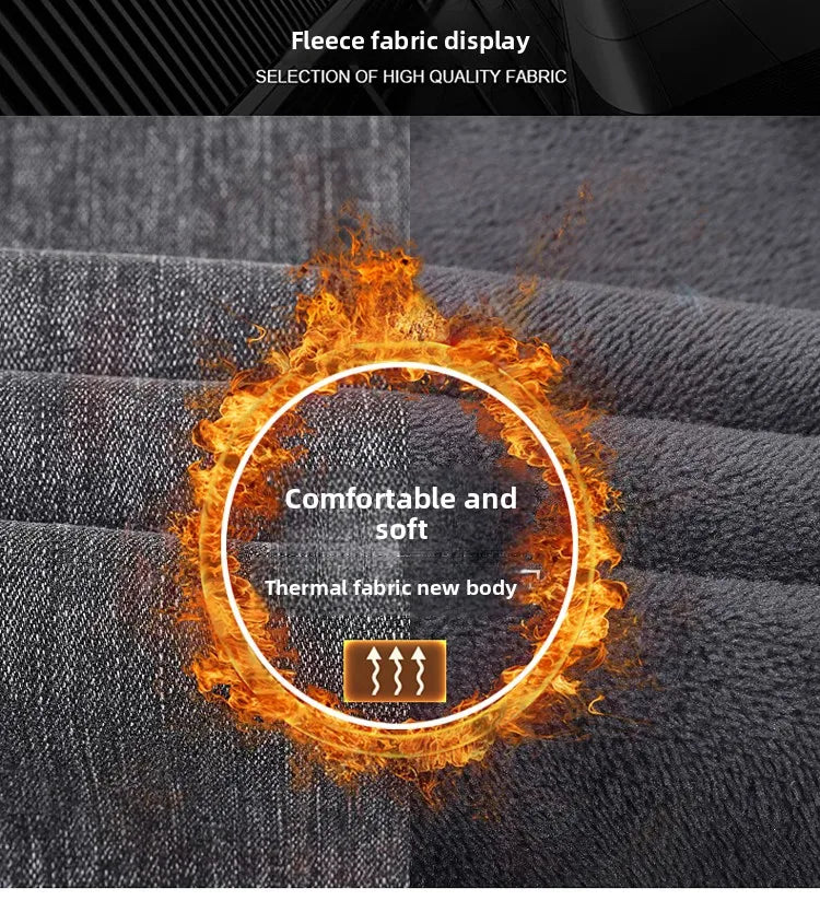 Winter Warm Jeans Men's Slim Straight Elastic Denim Pants Casual Male Clothing Fashion Plush Trousers New Hot Sale Fashion Jeans