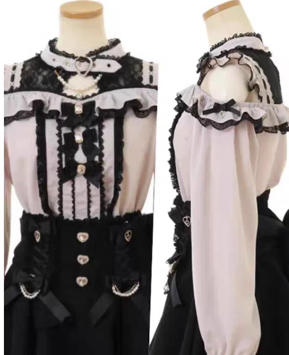 Liz Shirt Blouse Women 2026 Spring and Summer New Mine Off-the-shoulder Long-sleeved Blouses Lolita Sweet Bow Chiffon Shirt Top