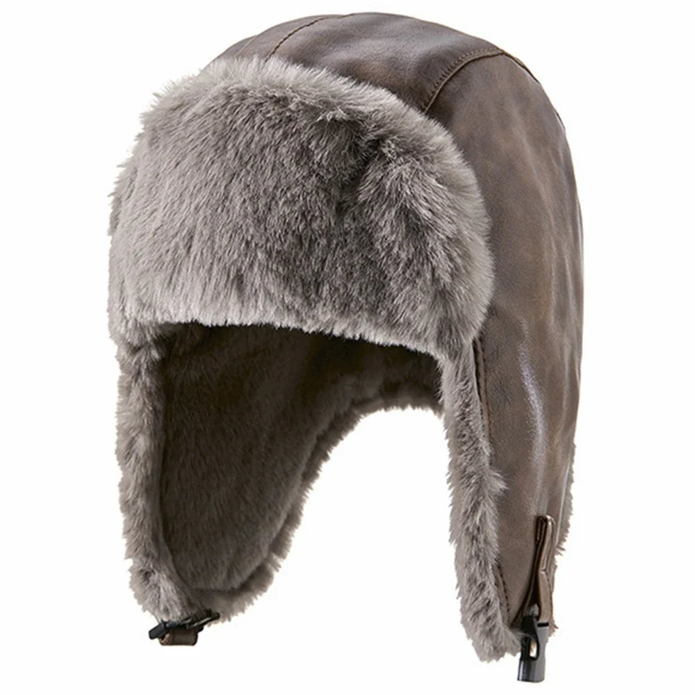 Men Winter Trapper Aviator Trooper Earflap Warm Russian Waterproof Ski Hat Women Bomber Cap Ear Protectors Dad Thick Fleece Hats
