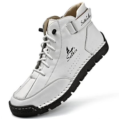 New 2024 Autumn Handmade Leather Men Boots Design Sneakers Man Breathable Casual Leather Shoes Men Ankle Boots Outdoor Boats